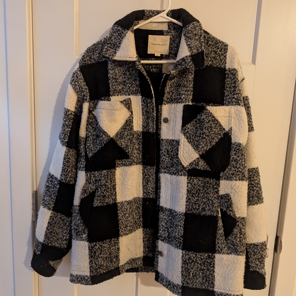 FALL MUST HAVE - Thread & Supply Buffalo Plaid Jacket, Size Sm